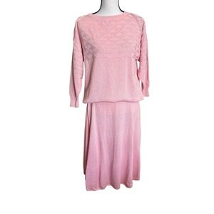 Vintage Brownstone Studio New York Women's Pink 2 Piece Knit Skirt Suit Size 8